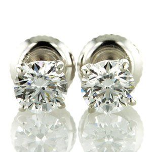 Diamond Stud Earrings Round E VVS2 Lab Created 14K White Gold 1.10 TCW IGI Cert
